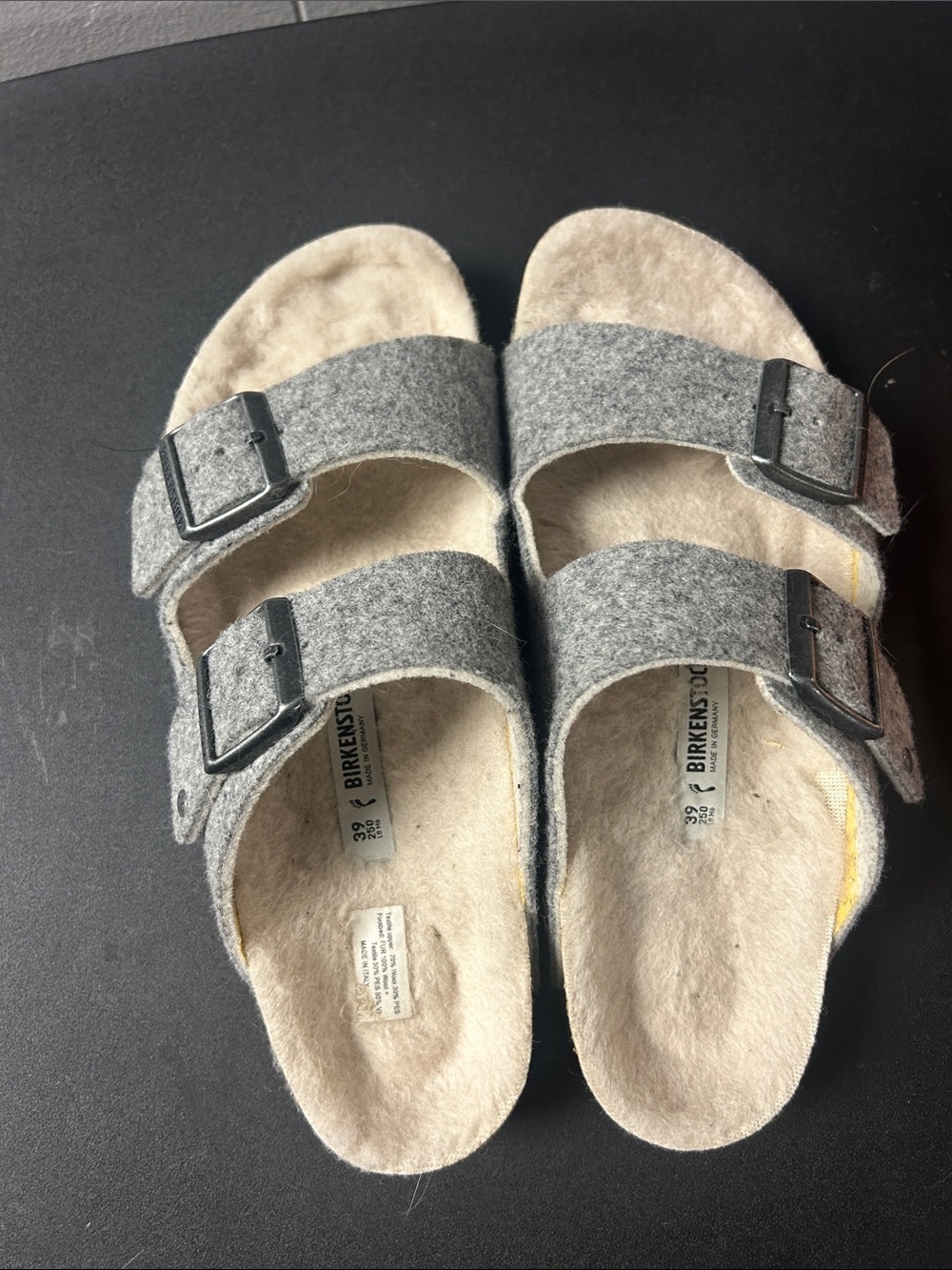 Birkenstock Women Grey Felt Double-Strap Sandals Arizona sandals 29